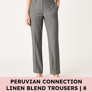 Peruvian Connection Gray Linen Cotton Straight Leg Pants 8 Coastal Minimalist